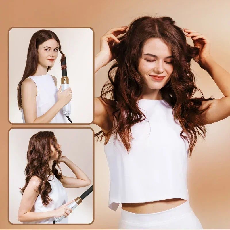 5-in-1 Hot Air Brush Styler – Hair Dryer, Straightener, Curler & Volumizer for Salon-Style Results at Home